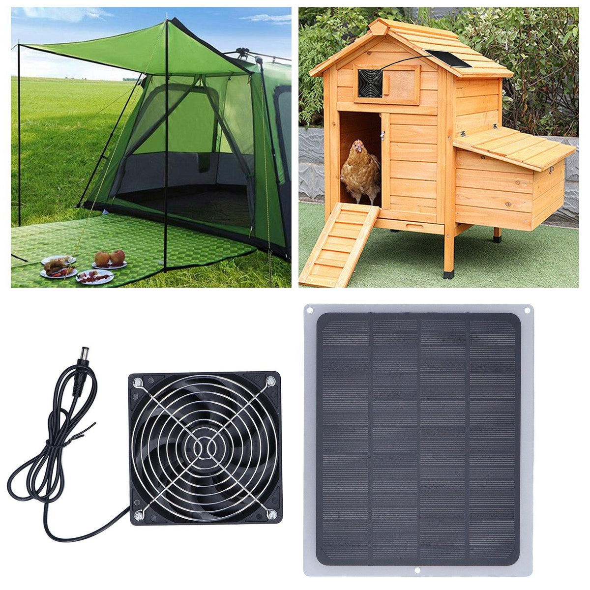6W Solar Panel Fan with Protecting Net Waterproof Greenhouse Chicken House Solar Fan for Outdoor