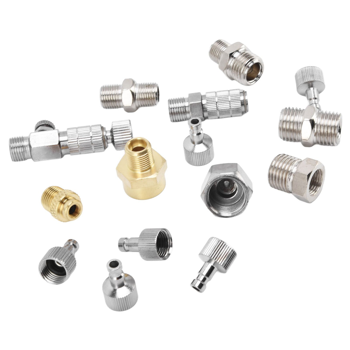 15PCS Airbrush Adapter Set Stainless Steel Airbrush Quick Release Disconnect Fittings Connector Kit