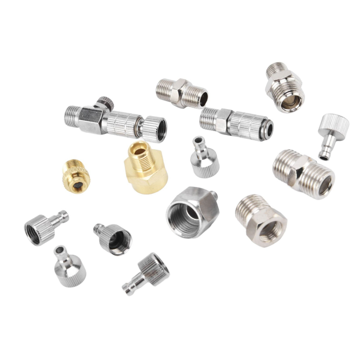 15PCS Airbrush Adapter Set Stainless Steel Airbrush Quick Release Disconnect Fittings Connector Kit