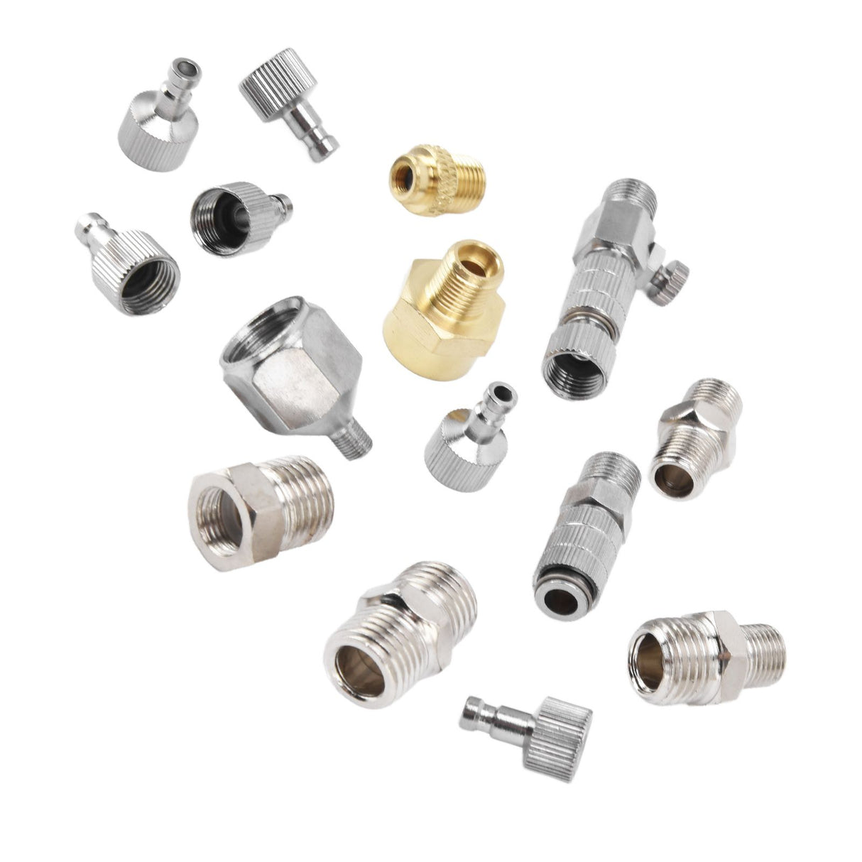 15PCS Airbrush Adapter Set Stainless Steel Airbrush Quick Release Disconnect Fittings Connector Kit