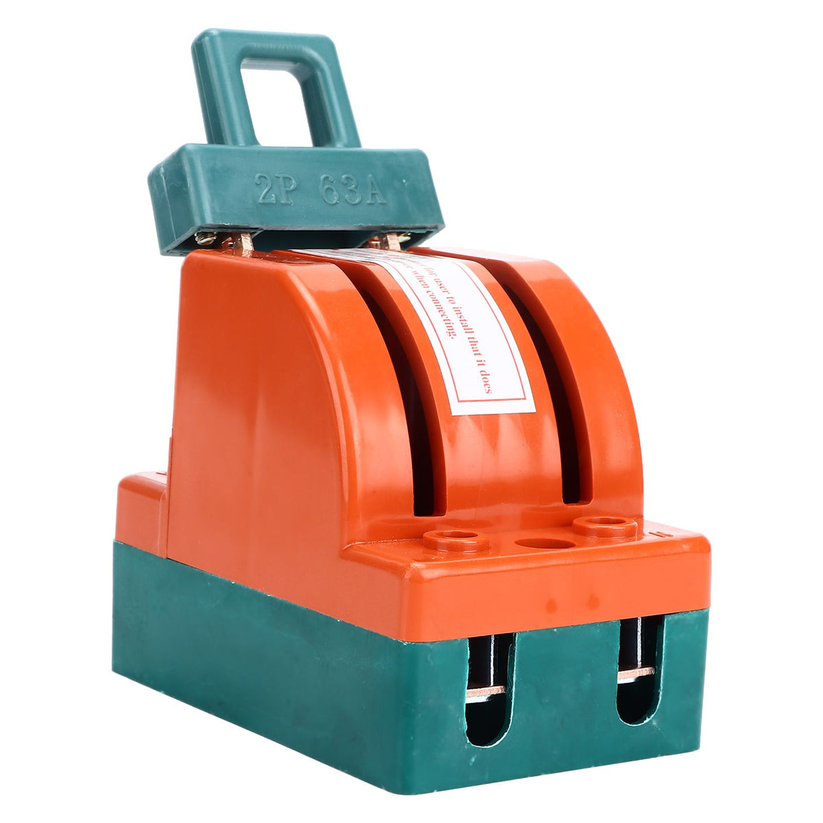 Knife Safety Switch 2 Pole 63A AC 220V Single Throw ABS Copper Disconnect Knife Switch for Fail Safe Circuit Breakers