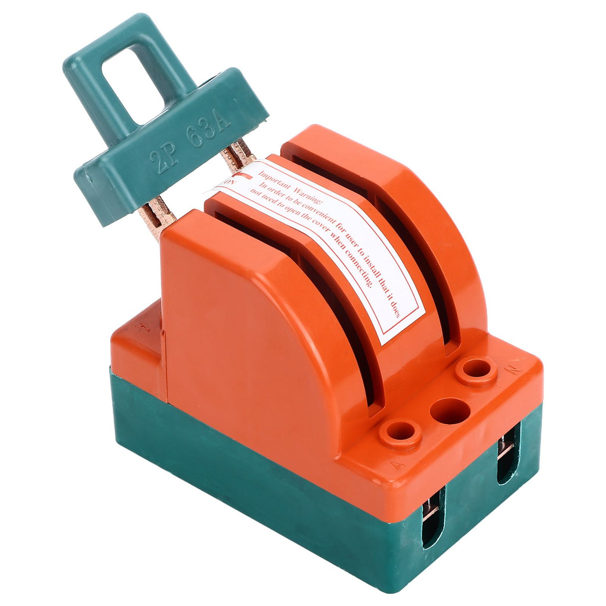 Knife Safety Switch 2 Pole 63A AC 220V Single Throw ABS Copper Disconnect Knife Switch for Fail Safe Circuit Breakers