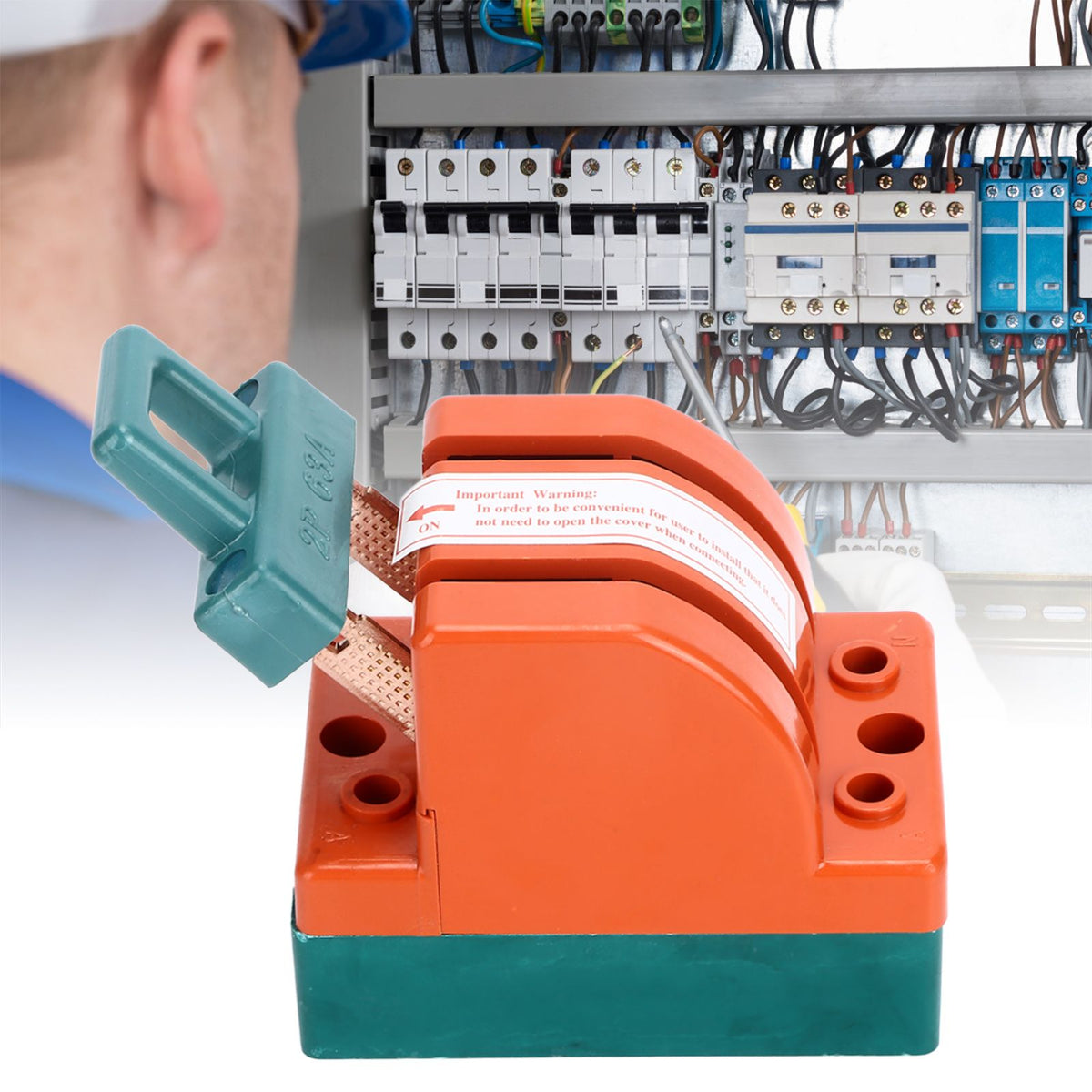 Knife Safety Switch 2 Pole 63A AC 220V Single Throw ABS Copper Disconnect Knife Switch for Fail Safe Circuit Breakers