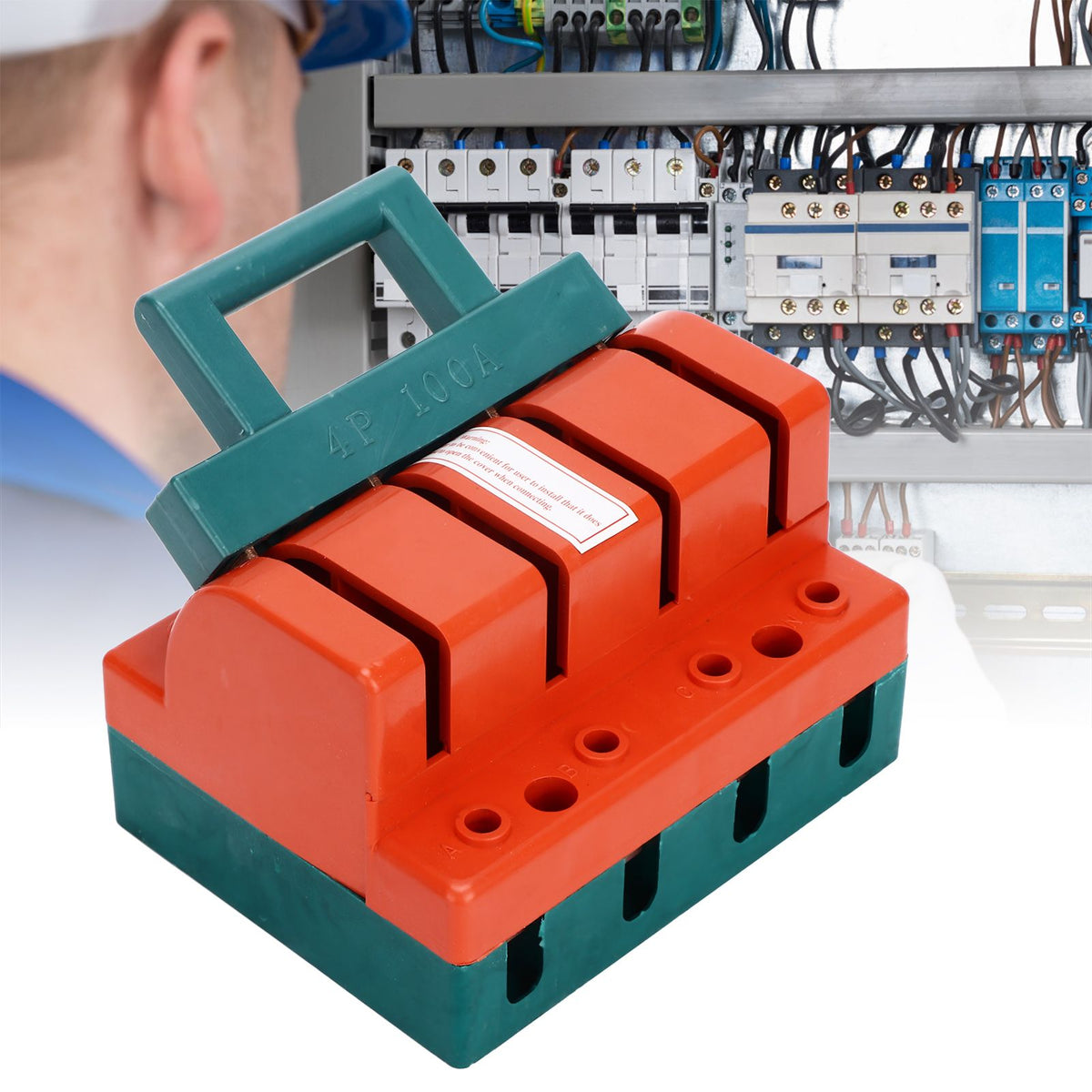 Knife Safety Switch 4P Single Throw 100A AC 380V Terminal Connection Disconnect Knife Switch for Power Switches