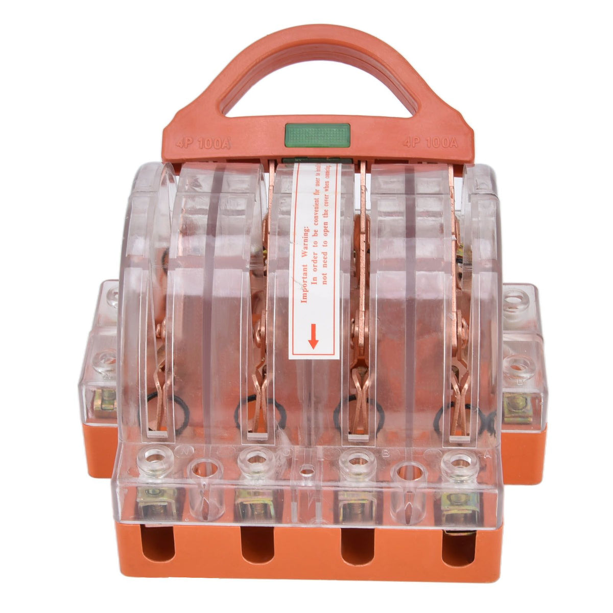 Knife Safety Switch AC380V 100A 4 Pole Double Throw Transparent Shell LED Indicators Disconnect Knife Switch