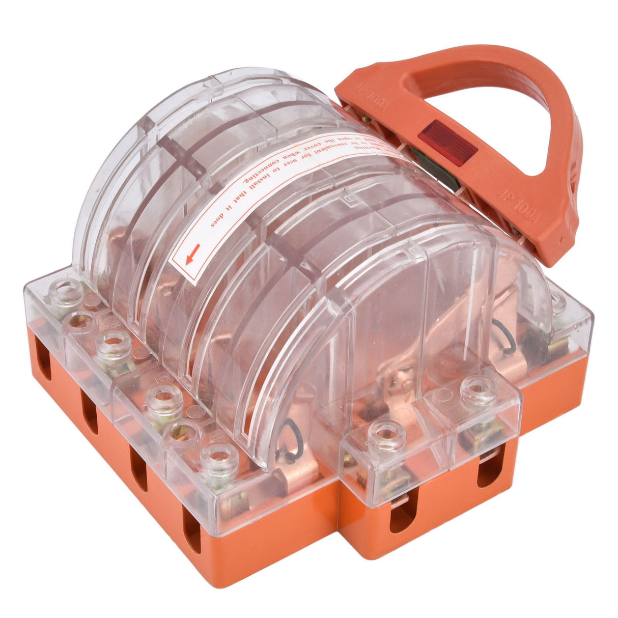 Knife Safety Switch AC380V 100A 4 Pole Double Throw Transparent Shell LED Indicators Disconnect Knife Switch