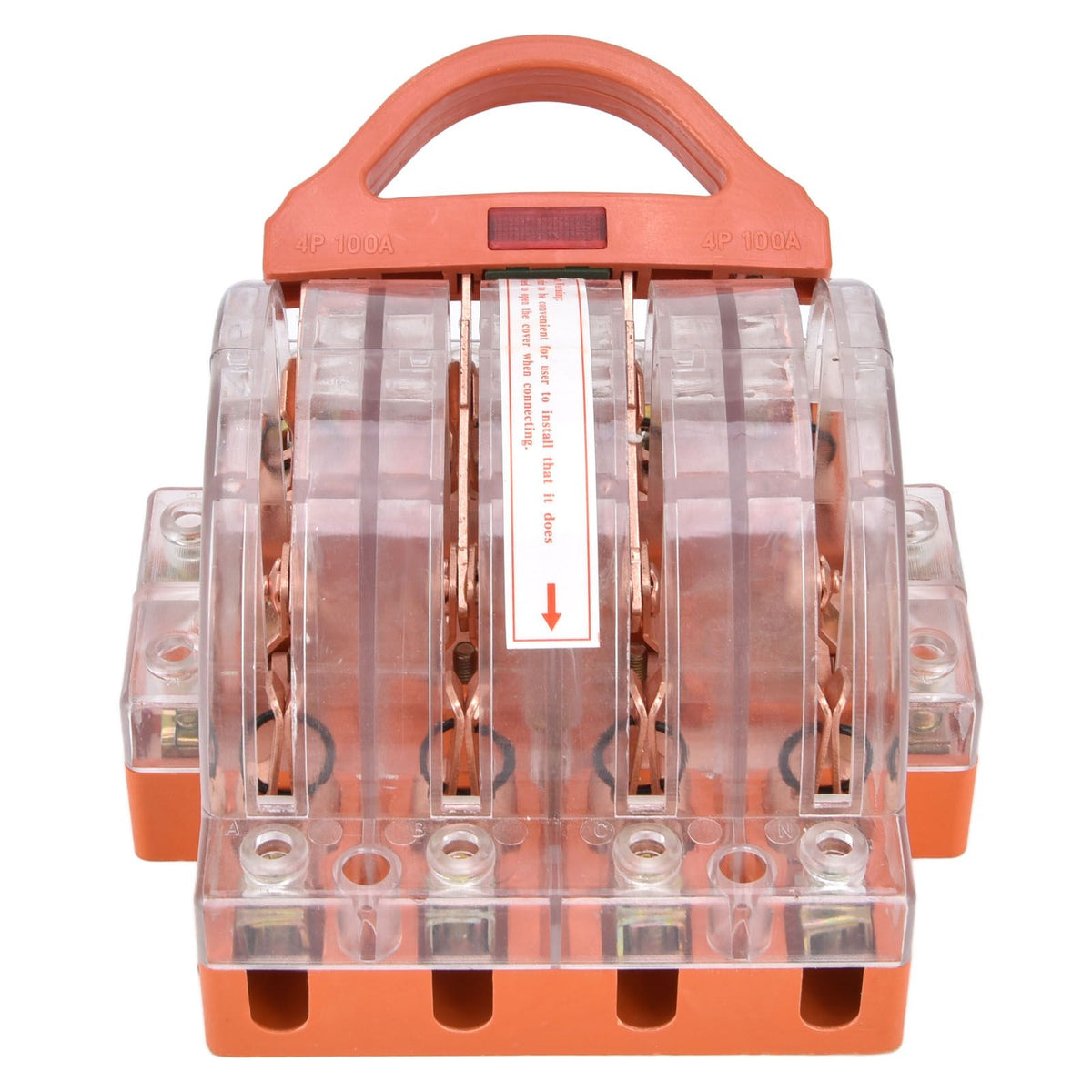 Knife Safety Switch AC380V 100A 4 Pole Double Throw Transparent Shell LED Indicators Disconnect Knife Switch