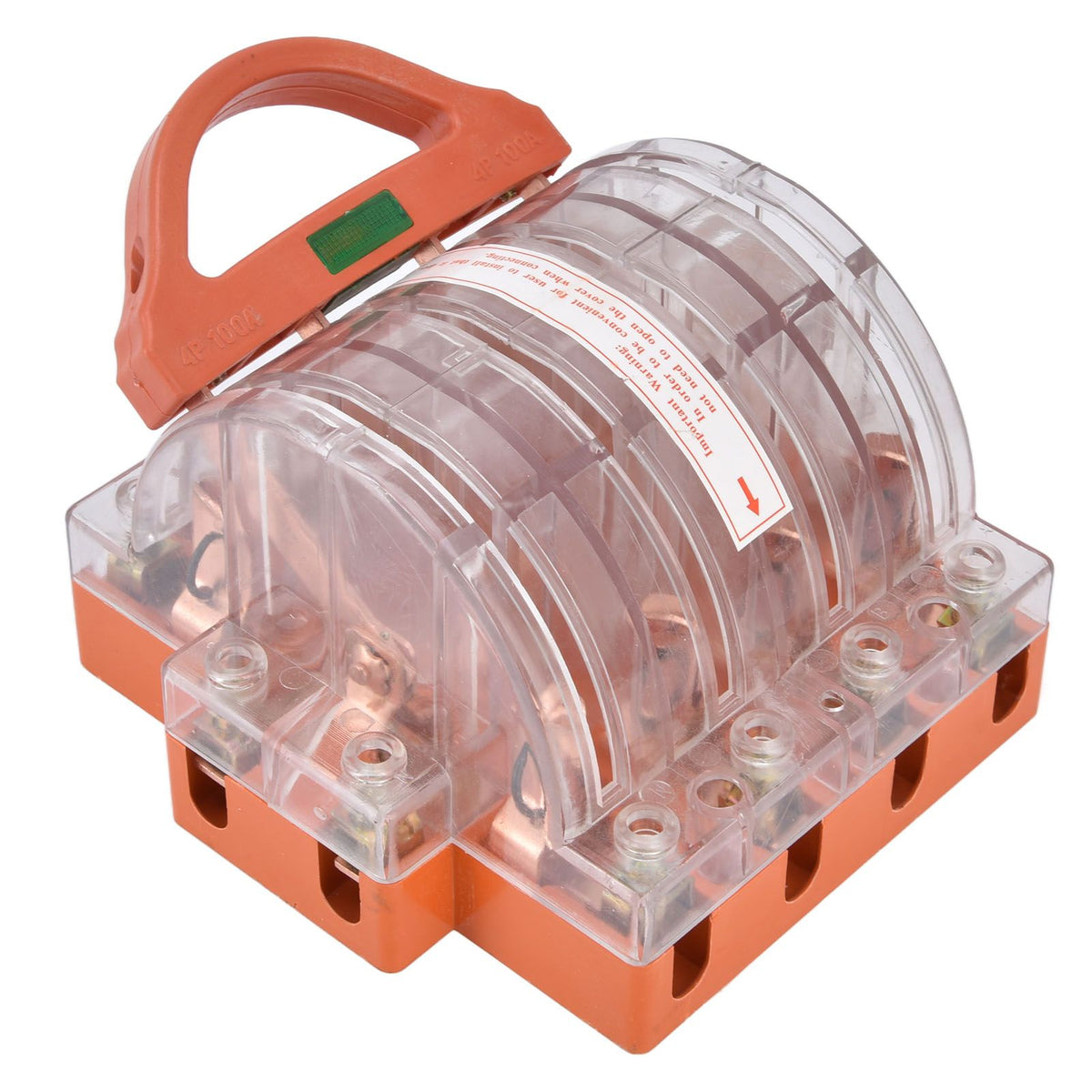 Knife Safety Switch AC380V 100A 4 Pole Double Throw Transparent Shell LED Indicators Disconnect Knife Switch