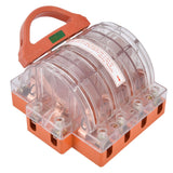 Knife Safety Switch AC380V 100A 4 Pole Double Throw Transparent Shell LED Indicators Disconnect Knife Switch - Rear View