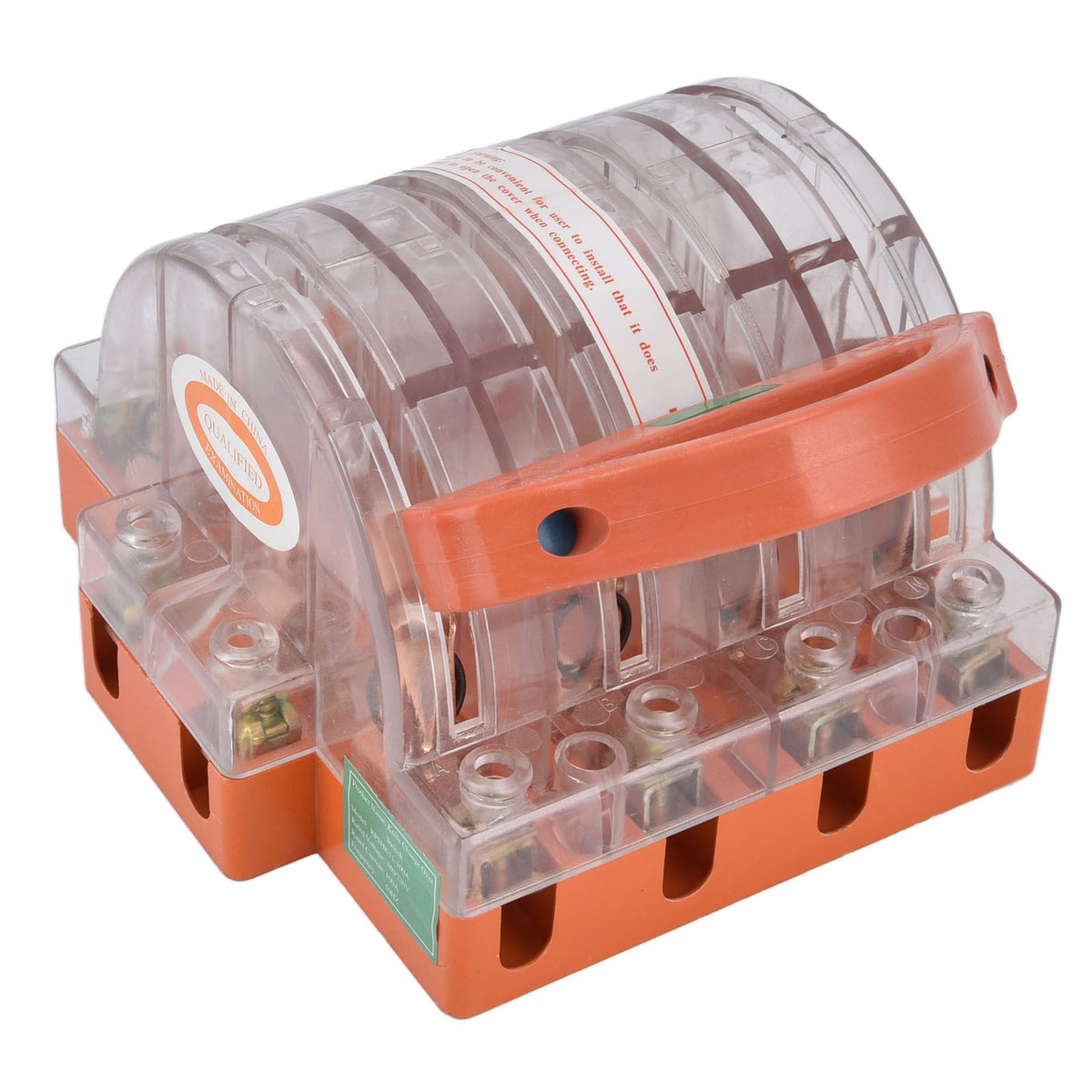 Knife Safety Switch AC380V 100A 4 Pole Double Throw Transparent Shell LED Indicators Disconnect Knife Switch