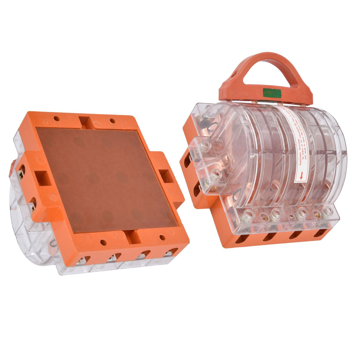 Knife Safety Switch AC380V 100A 4 Pole Double Throw Transparent Shell LED Indicators Disconnect Knife Switch