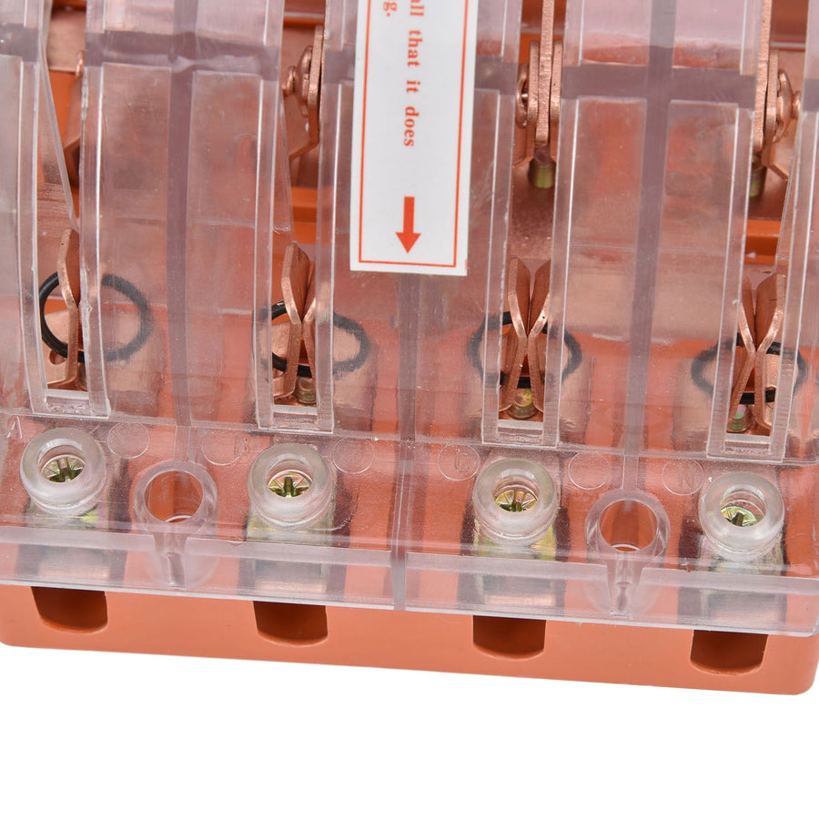 Knife Safety Switch AC380V 100A 4 Pole Double Throw Transparent Shell LED Indicators Disconnect Knife Switch