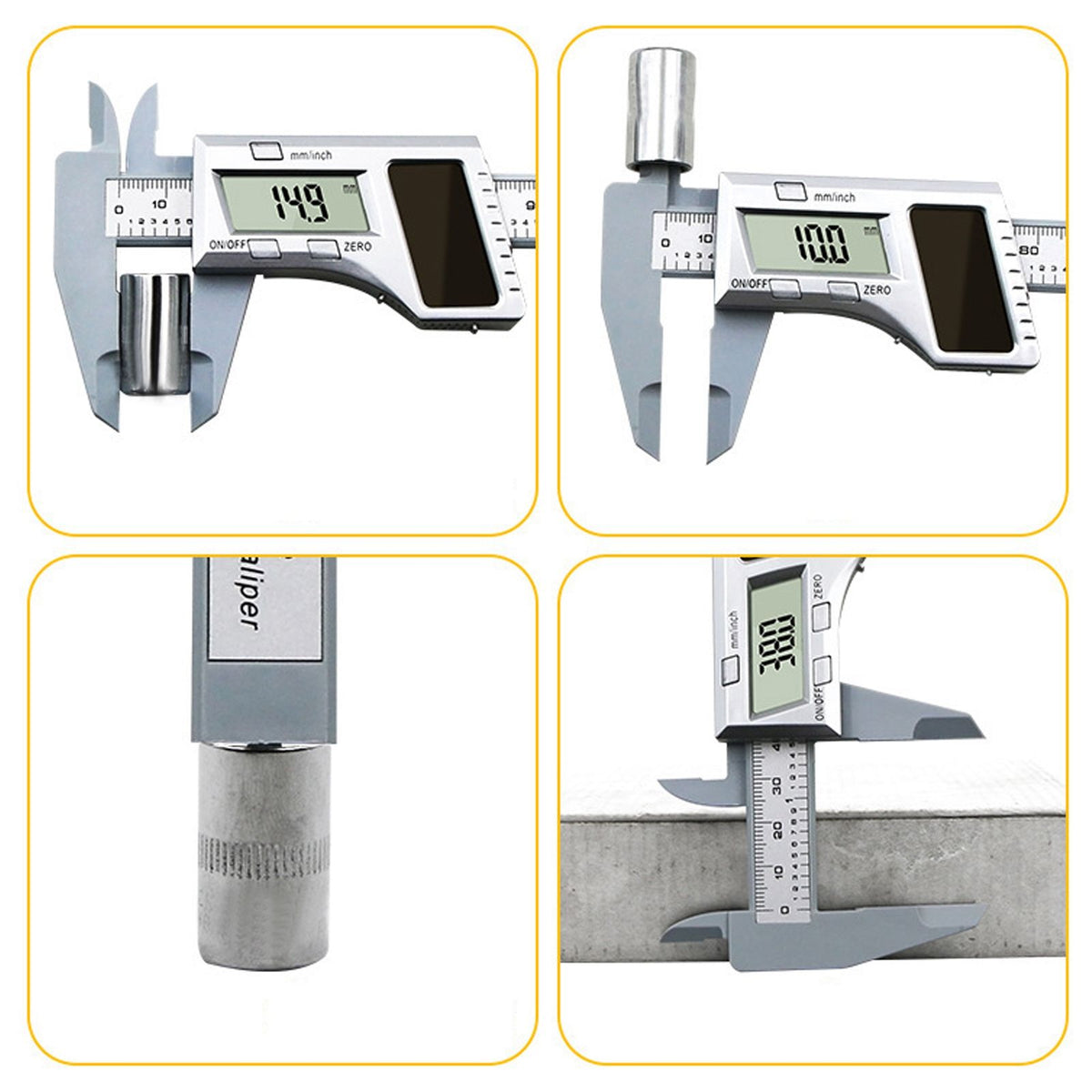 Solar Plastic Caliper 0‑150mm Electronic Digital Display Caliper for Engineering Surveying Angle Measurement