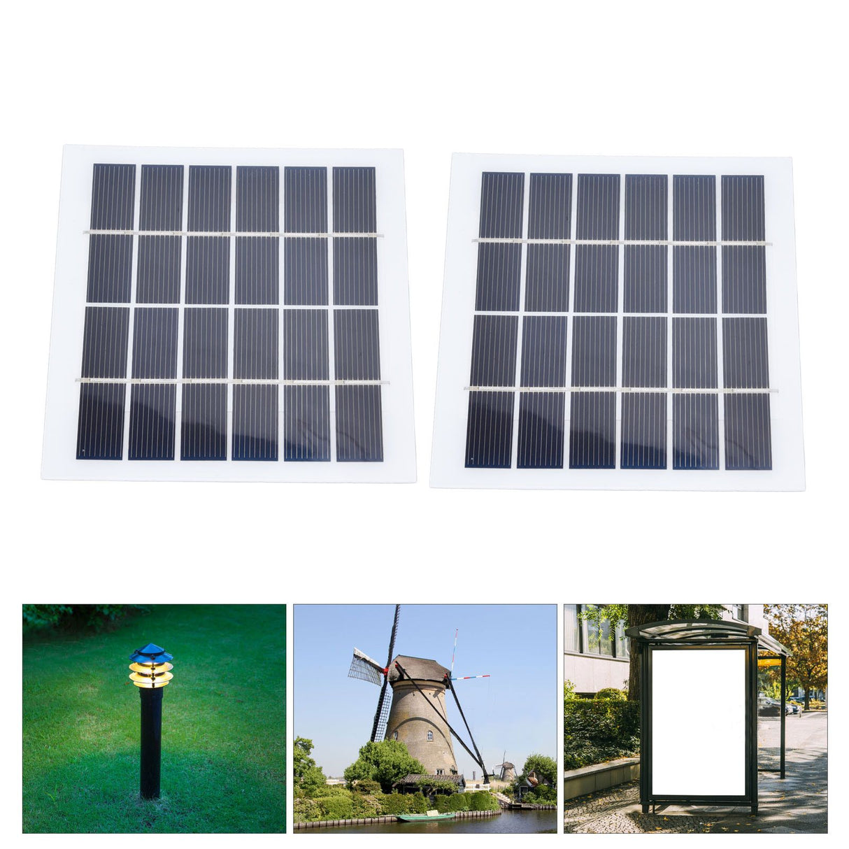 2 Pcs Portable Solar Panel 2W 6V Mini Solar Cells High Conversion Efficiency for Household Lighting System