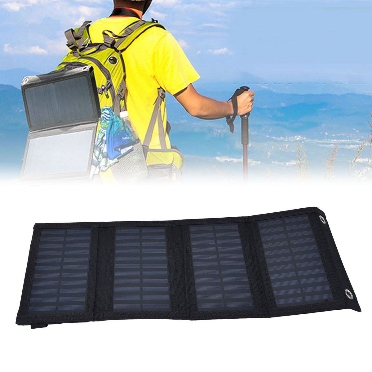 20W Solar Charger 2A 5V High Conversion Rate Solar 4 Folding Bag with USB Output Waterproof Solar Charger for Cellphone