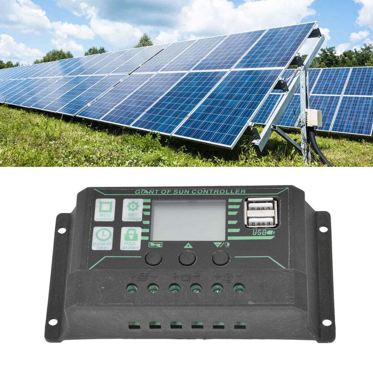Solar Charge Discharge Controller Adjustable LCD Display PWM Dual USB Photovoltaic MPPT Solar Panel Regulator 30A