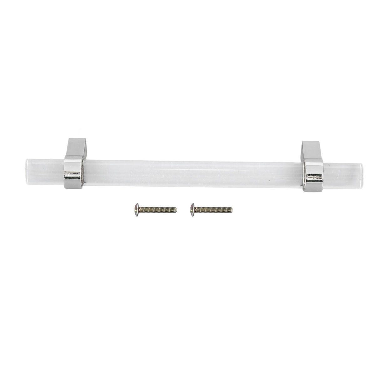 Crystal Acrylic Handle Modern Transparent Drawer Pull Handle for Closets Bookcases Shoe Cabinet Hole Spacing128 Silver