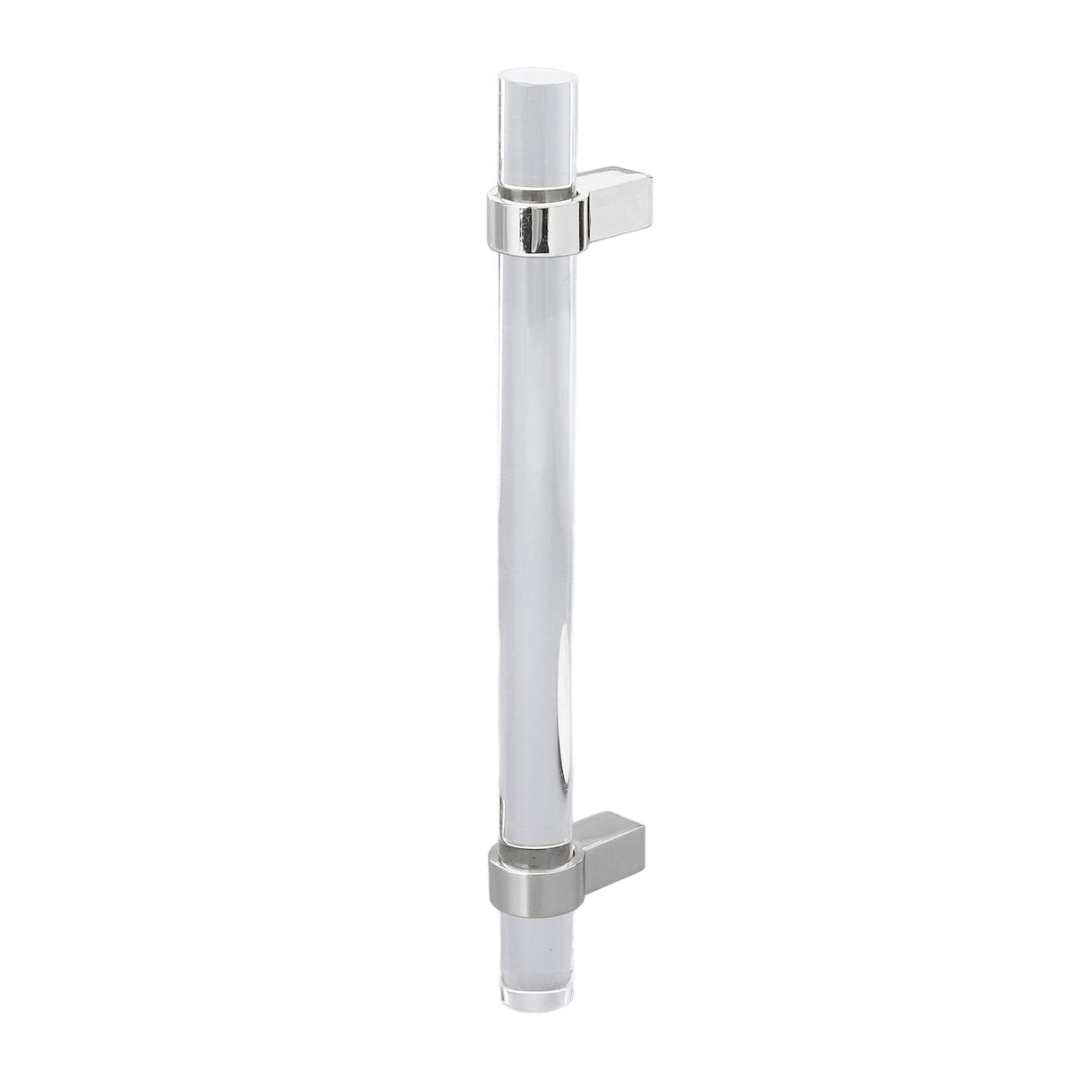 Crystal Acrylic Handle Modern Transparent Drawer Pull Handle for Closets Bookcases Shoe Cabinet Hole Spacing128 Silver