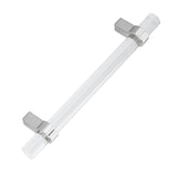 Crystal Acrylic Handle Modern Transparent Drawer Pull Handle for Closets Bookcases Shoe Cabinet Hole Spacing128 Silver