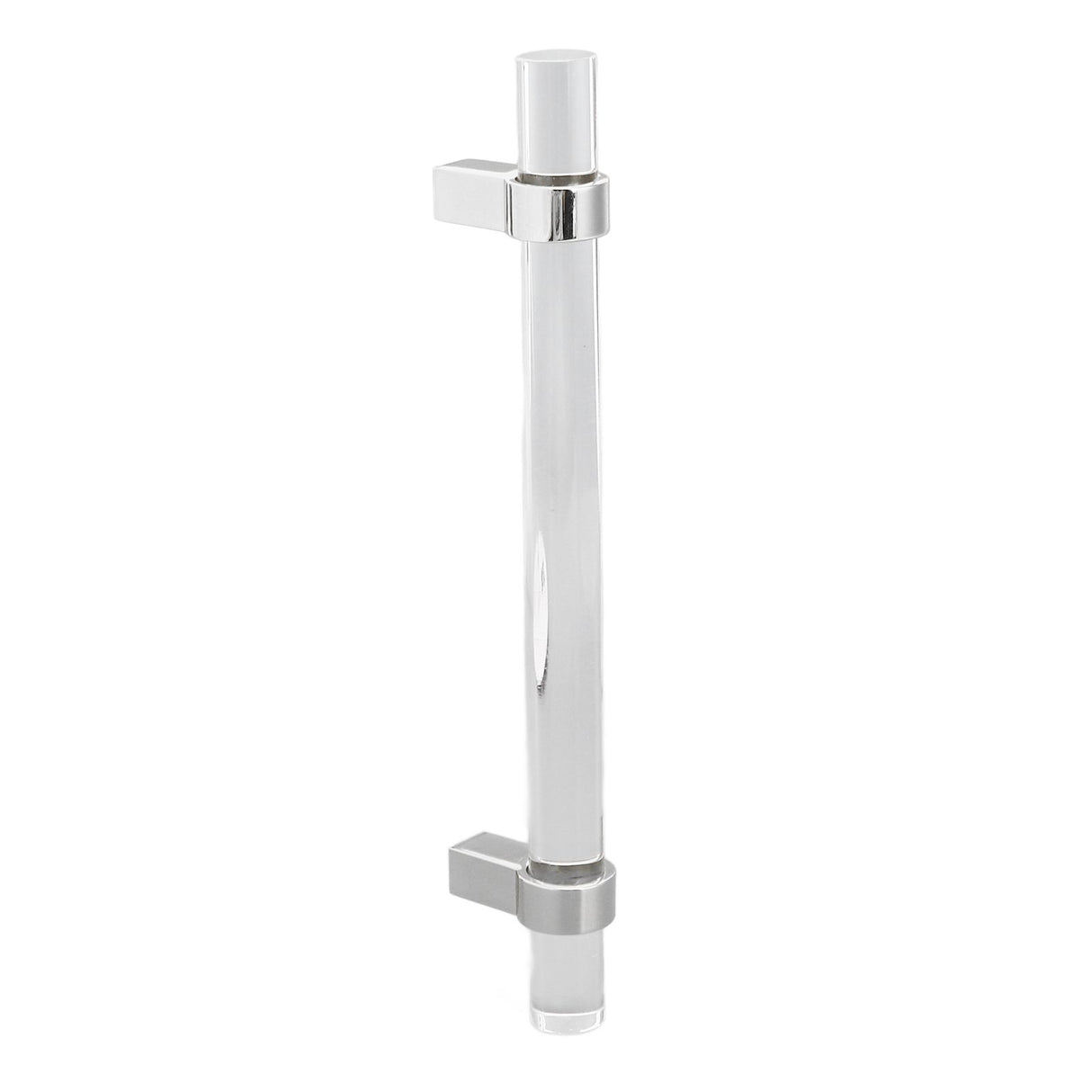 Crystal Acrylic Handle Modern Transparent Drawer Pull Handle for Closets Bookcases Shoe Cabinet Hole Spacing128 Silver