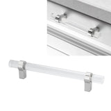 Crystal Acrylic Handle Modern Transparent Drawer Pull Handle for Closets Bookcases Shoe Cabinet Hole Spacing128 Silver