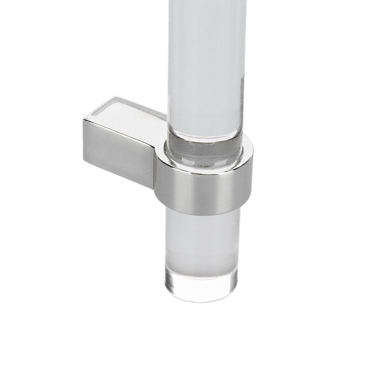 Crystal Acrylic Handle Modern Transparent Drawer Pull Handle for Closets Bookcases Shoe Cabinet Hole Spacing128 Silver