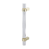 Crystal Acrylic Handle Modern Transparent Drawer Pull Handle for Closets Bookcases Shoe Cabinet Hole Spacing128 Gold