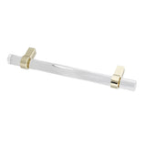 Crystal Acrylic Handle Modern Transparent Drawer Pull Handle for Closets Bookcases Shoe Cabinet Hole Spacing128 Gold - Top-Down View