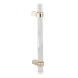Crystal Acrylic Handle Modern Transparent Drawer Pull Handle for Closets Bookcases Shoe Cabinet Hole Spacing128 Gold