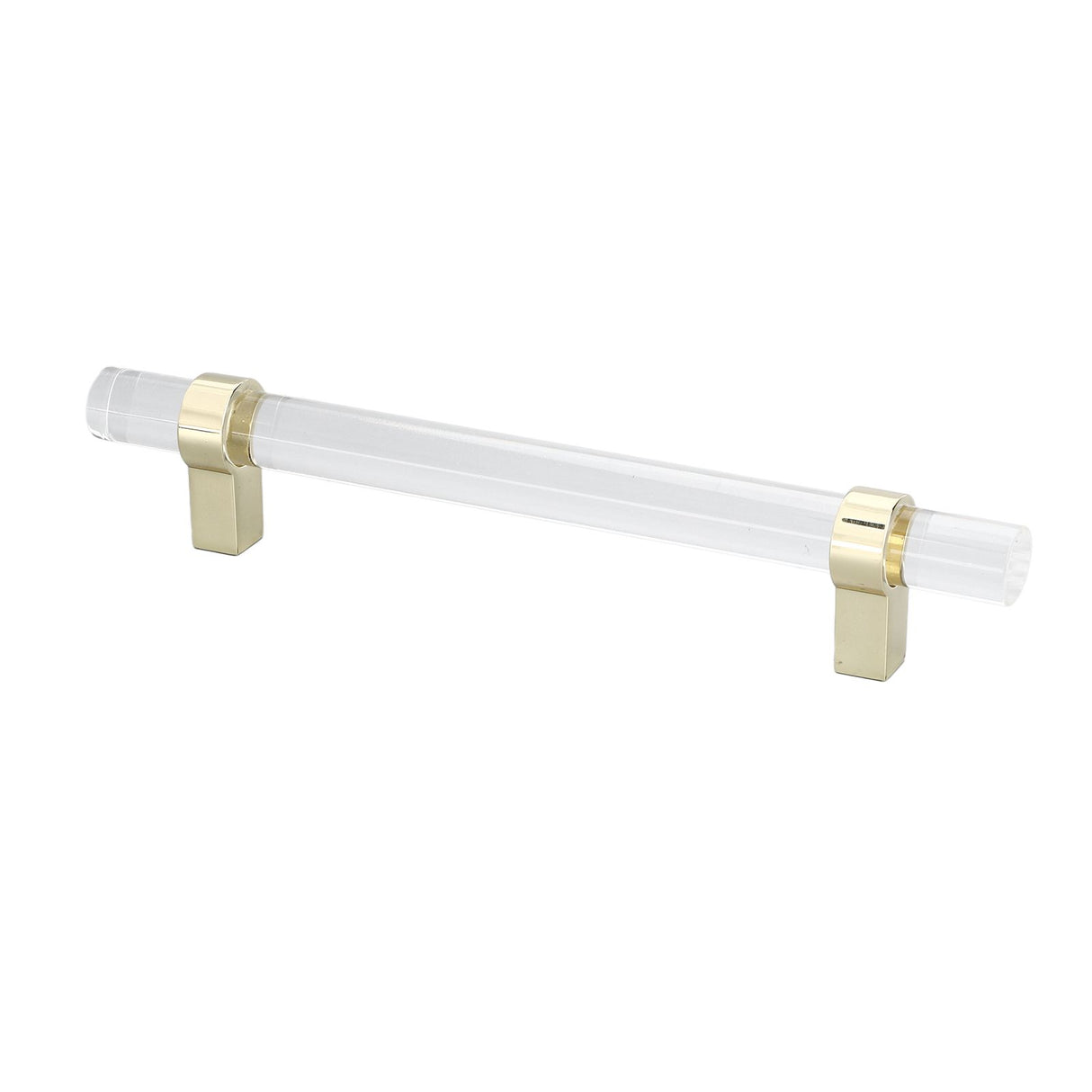 Crystal Acrylic Handle Modern Transparent Drawer Pull Handle for Closets Bookcases Shoe Cabinet Hole Spacing128 Gold