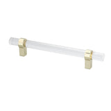 Crystal Acrylic Handle Modern Transparent Drawer Pull Handle for Closets Bookcases Shoe Cabinet Hole Spacing128 Gold