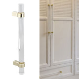 Crystal Acrylic Handle Modern Transparent Drawer Pull Handle for Closets Bookcases Shoe Cabinet Hole Spacing128 Gold