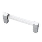 Acrylic Drawer Pulls Single Hole Crystal Cabinet Drawer Pulls for Kitchen Cabinets Dresser Cupboard Hole Spacing 96 Silver