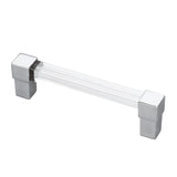 Acrylic Drawer Pulls Single Hole Crystal Cabinet Drawer Pulls for Kitchen Cabinets Dresser Cupboard Hole Spacing 128 Silver