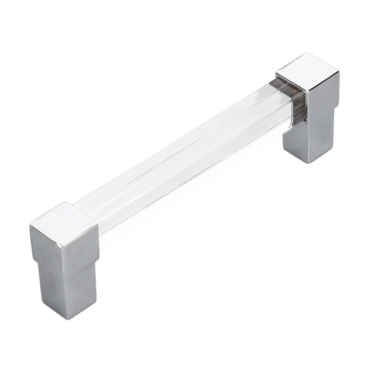 Acrylic Drawer Pulls Single Hole Crystal Cabinet Drawer Pulls for Kitchen Cabinets Dresser Cupboard Hole Spacing 128 Silver