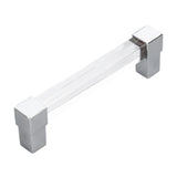 Acrylic Drawer Pulls Single Hole Crystal Cabinet Drawer Pulls for Kitchen Cabinets Dresser Cupboard Hole Spacing 128 Silver