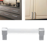 Acrylic Drawer Pulls Single Hole Crystal Cabinet Drawer Pulls for Kitchen Cabinets Dresser Cupboard Hole Spacing 128 Silver - Extra Image