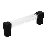 Acrylic Drawer Pulls Single Hole Crystal Cabinet Drawer Pulls for Kitchen Cabinets Dresser Cupboard Hole Spacing 128 Black