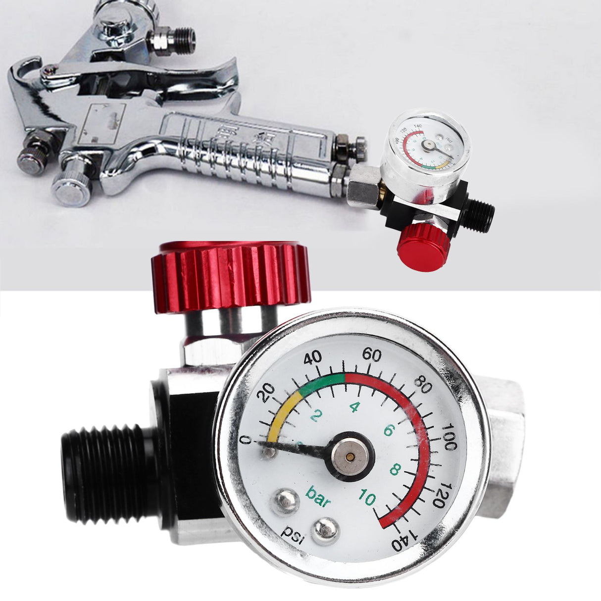 G1/4 140psi Air Pressure Regulator Spray Paint Air Pressure Regulator Airbrush Adjusting Valve