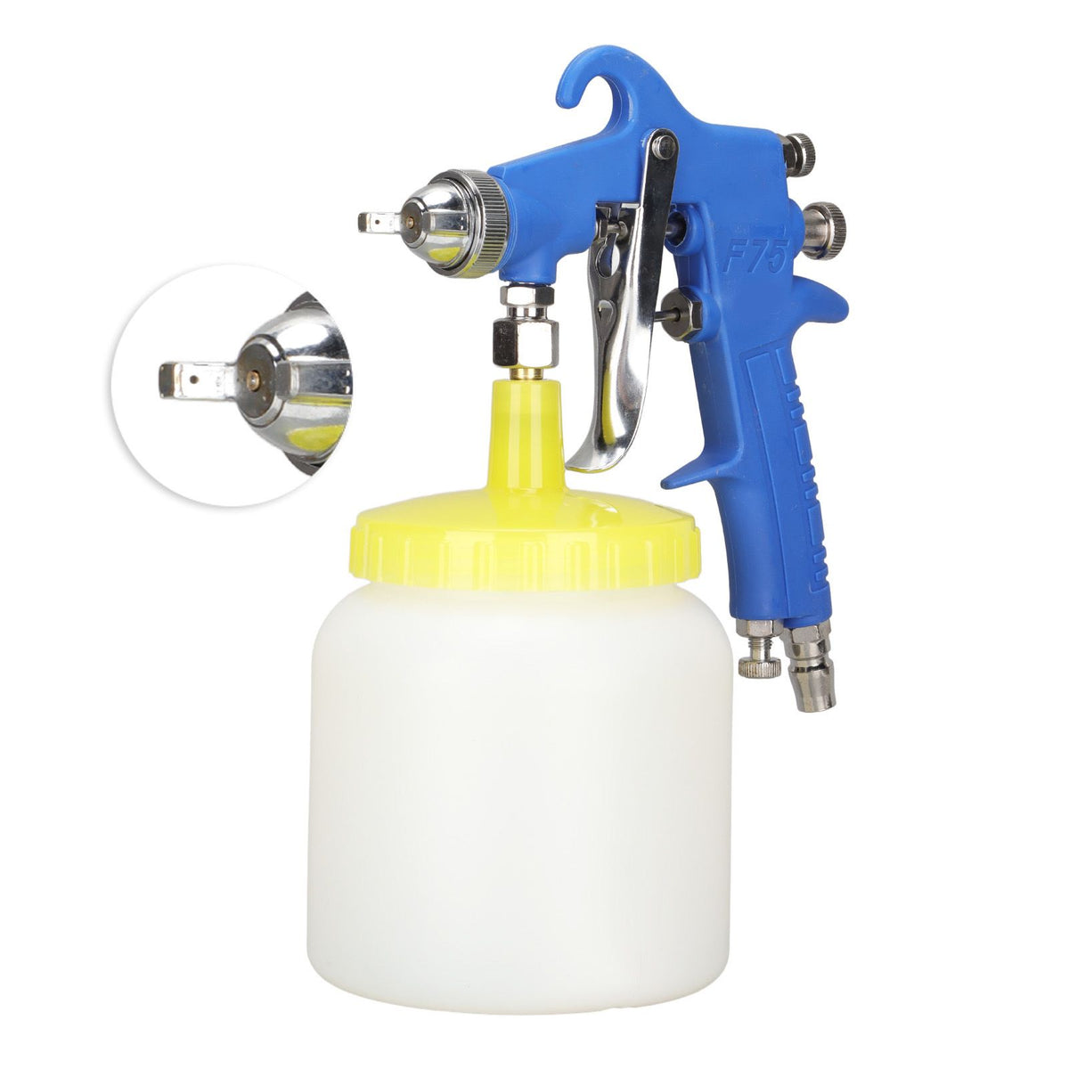 F 75 1.5mm Paint Sprayer Hydrocone Type Stainless Steel Air Varnish Sprayer for Automotive Industrial Blue
