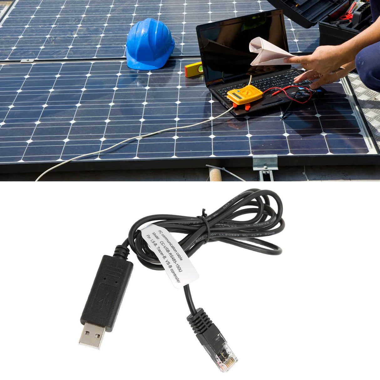 USB to RS 485 PC Communication Cable 1.5meter Long Brass Portable PC Communication Cable Replacement for Solar Connection