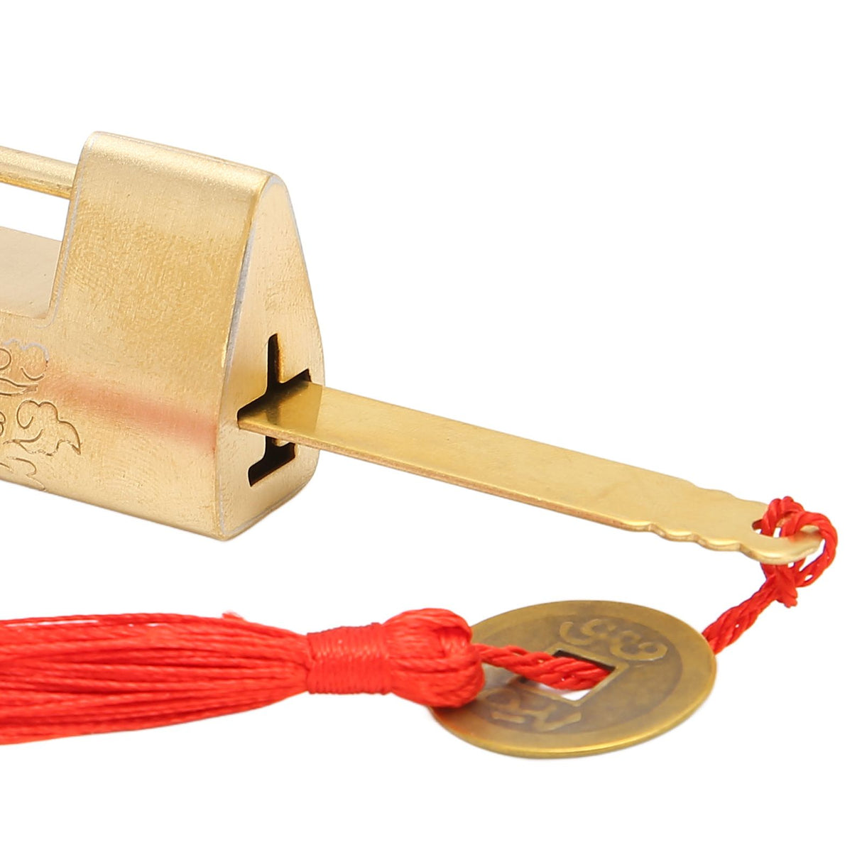 Brass Antique Padlock Spacing 5.9cm Exquisite Rustproof Chinese Old Style Fish Horizontal Padlock for Jewelry Boxes Brass Colour