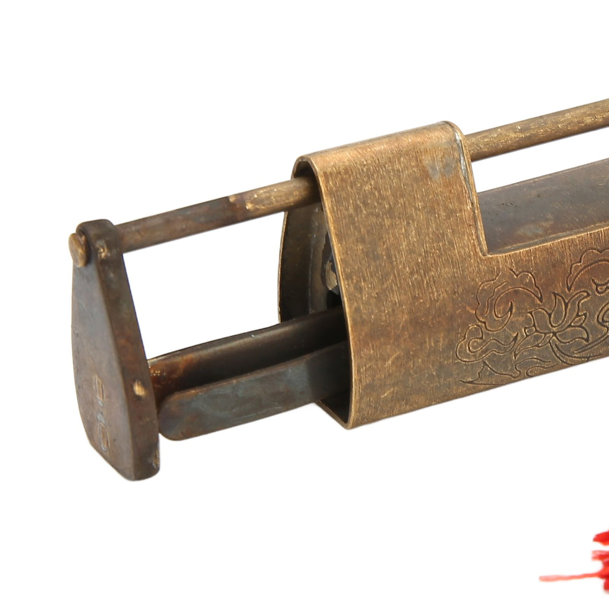 Brass Antique Padlock Spacing 5.9cm Exquisite Rustproof Chinese Old Style Fish Horizontal Padlock for Jewelry Boxes Bronze