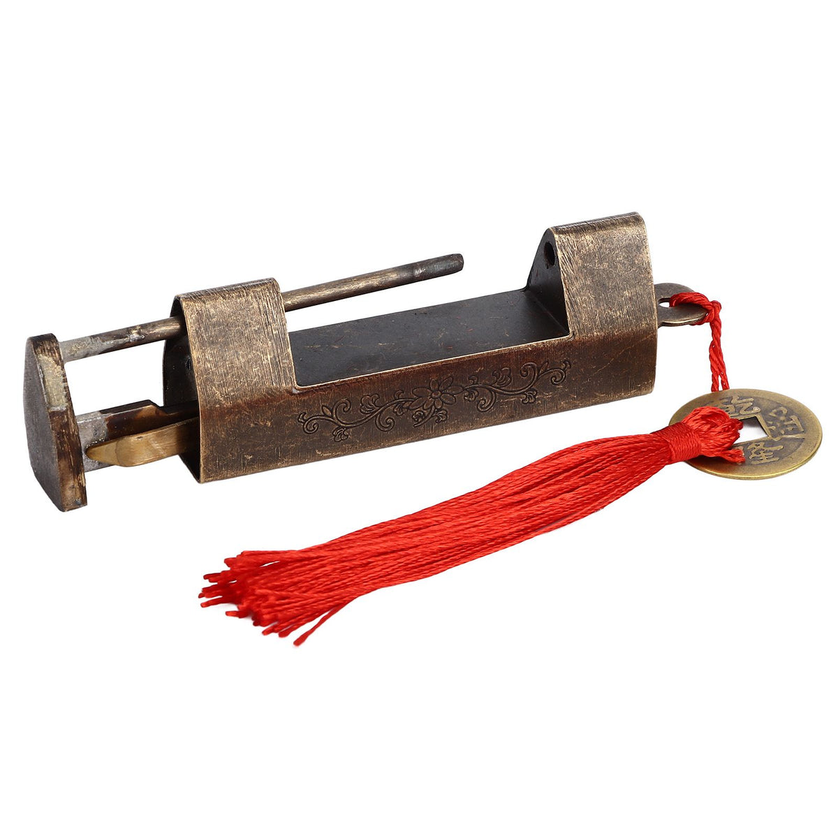 Antique Chinese Padlock 1.7in Spacing Durable Fadeless Brass Vintage Widely Used Chinese Style Padlock for Box Cabinet