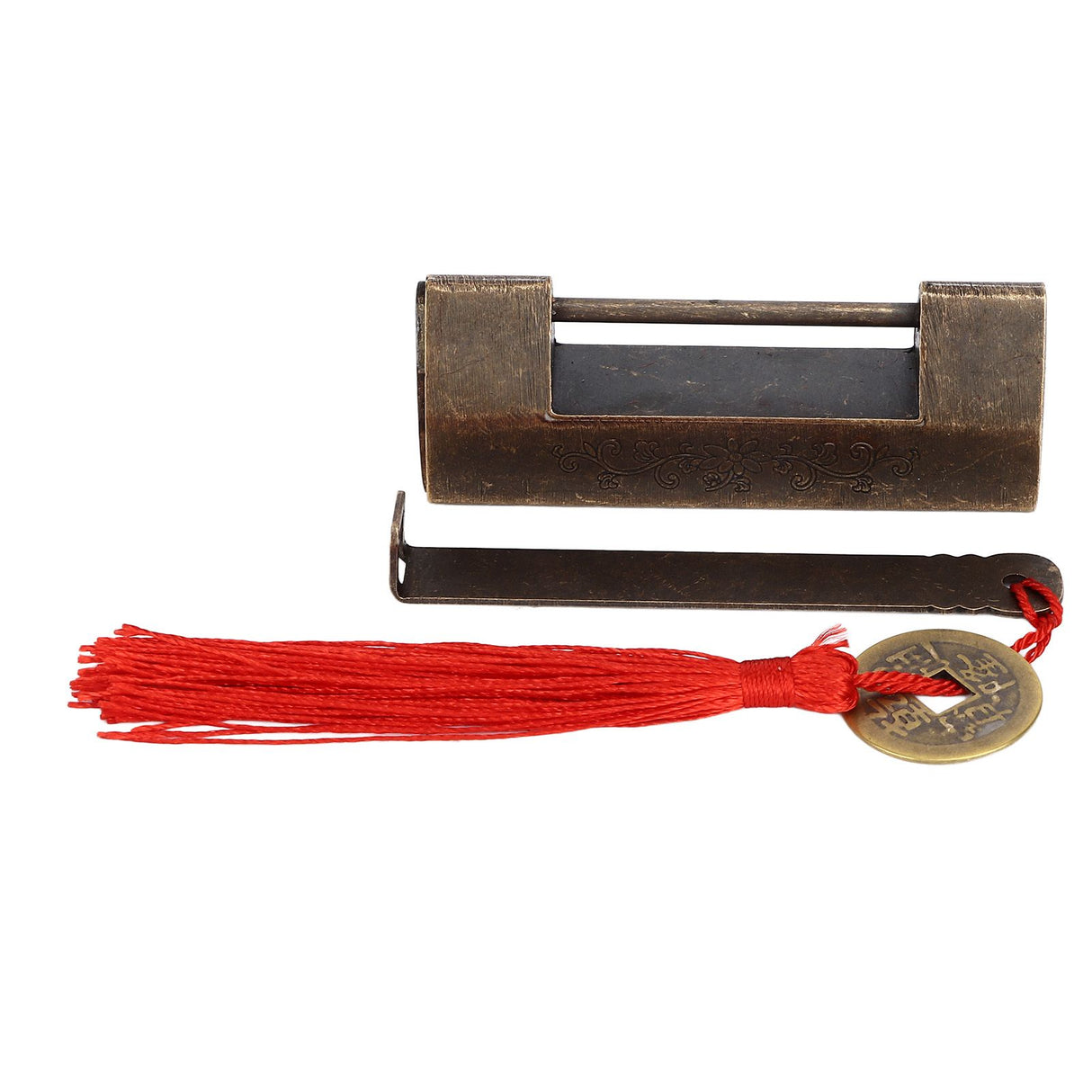 Antique Chinese Padlock 1.7in Spacing Durable Fadeless Brass Vintage Widely Used Chinese Style Padlock for Box Cabinet