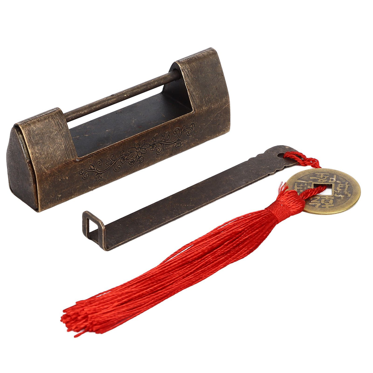 Antique Chinese Padlock 1.7in Spacing Durable Fadeless Brass Vintage Widely Used Chinese Style Padlock for Box Cabinet