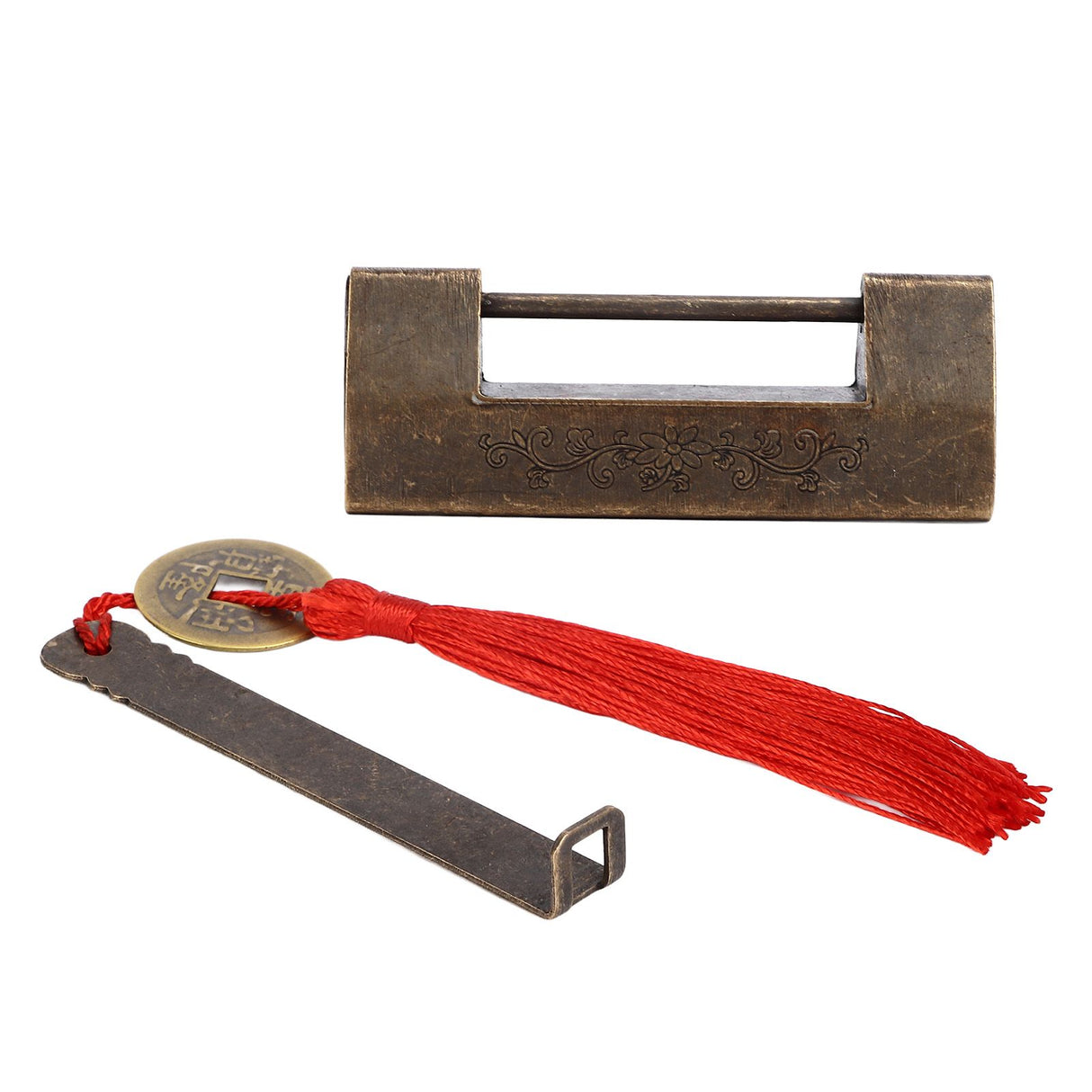 Antique Chinese Padlock 1.7in Spacing Durable Fadeless Brass Vintage Widely Used Chinese Style Padlock for Box Cabinet