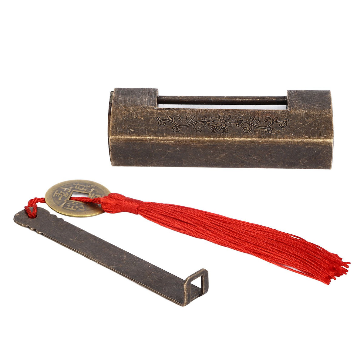 Antique Chinese Padlock 1.7in Spacing Durable Fadeless Brass Vintage Widely Used Chinese Style Padlock for Box Cabinet