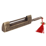 Chinese Antique Lock Retro Spacing 9cm/3.5in Classic Pattern Brass Horizontal Padlock Lock for Gift Boxes Cabinets