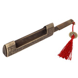 Chinese Antique Lock Retro Spacing 9cm/3.5in Classic Pattern Brass Horizontal Padlock Lock for Gift Boxes Cabinets